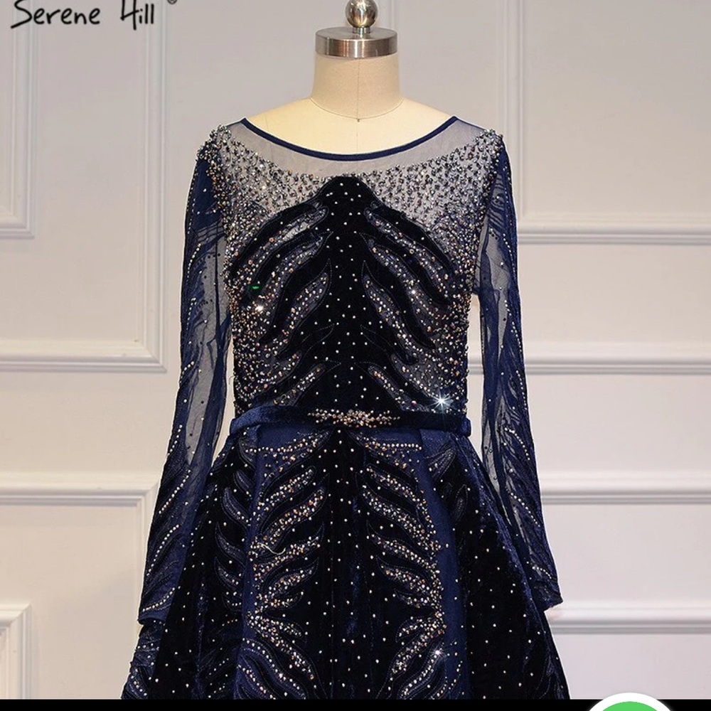 Serene Hill Navy Long Sleeve Gown - Picture 4 of 7